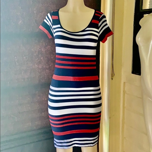 Bodycon Dress Sexy Slim Color Stripe Print - Picture 5 of 10